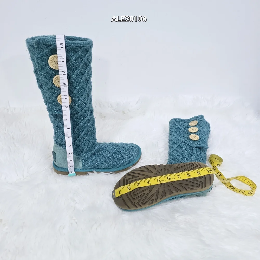 UGG style knit boots Classic Cardy model Turquoise Color Sz.6